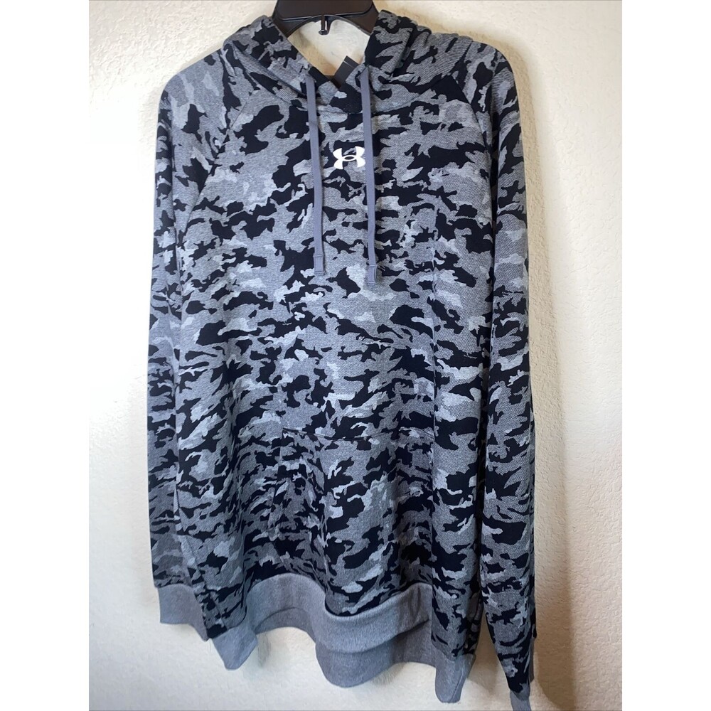 New Under Armour Camo Hoodie Sweater men 2XL gym tactical rival 1382690 gray
